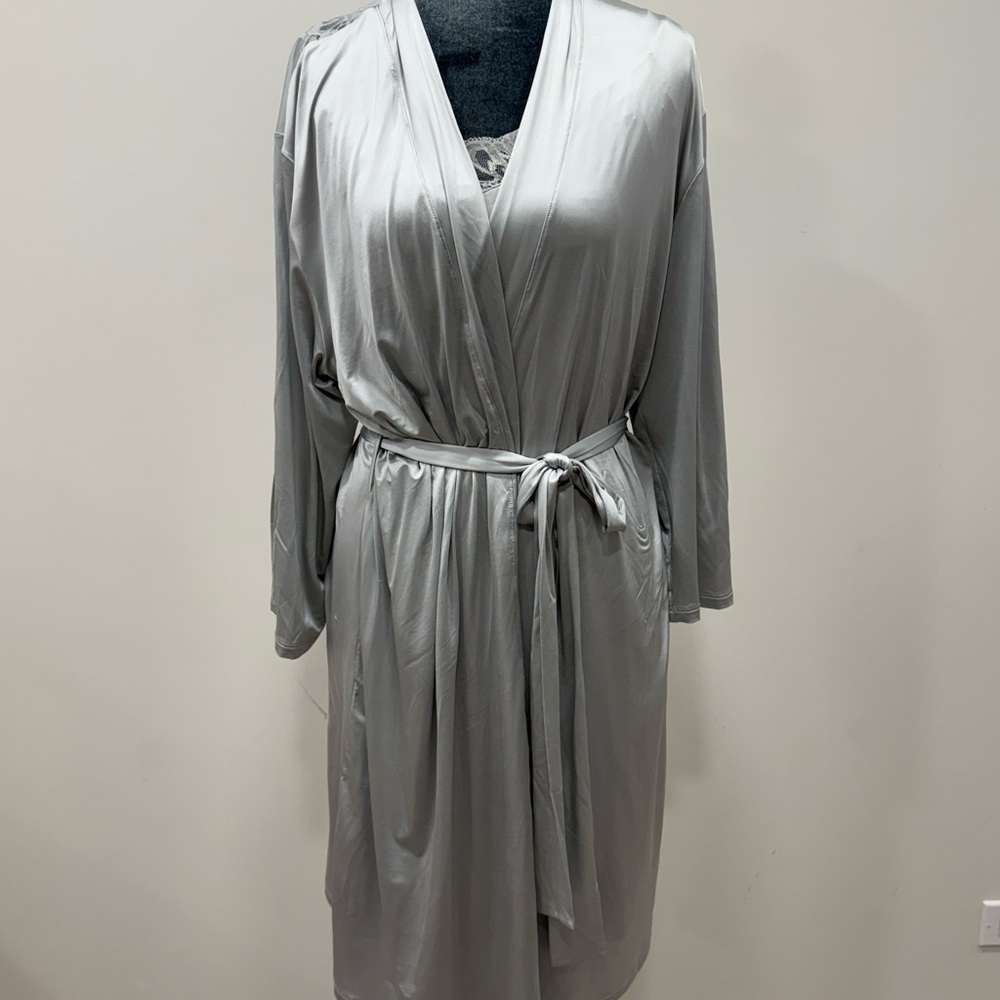 NWT! Hanro Mae Kimono Silver Grey Women's Robe